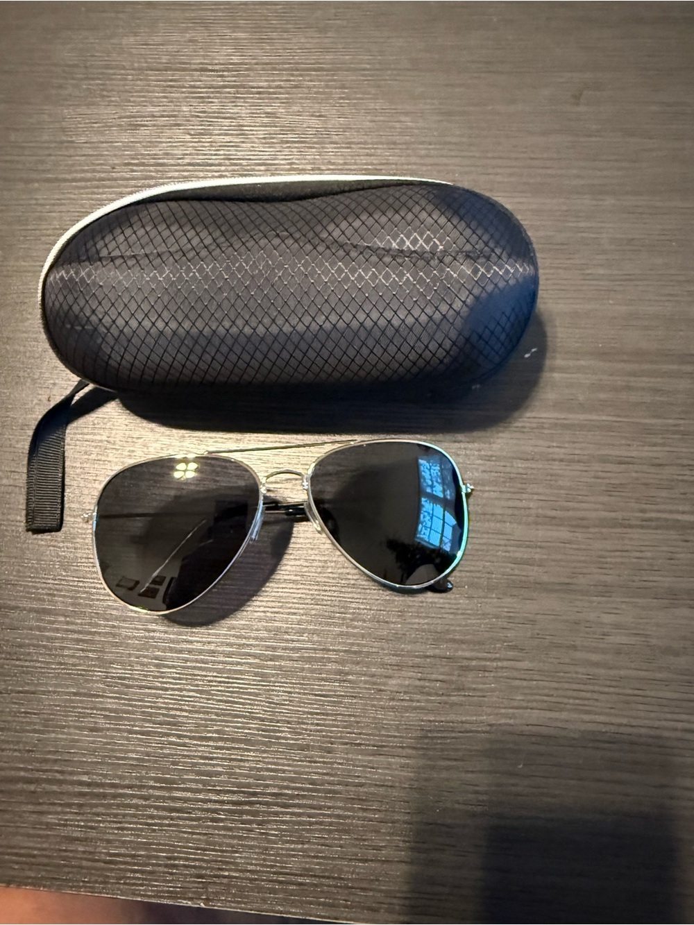 Classic Aviator Sunglasses with Hard Case - Silver Frame, Black Lenses
